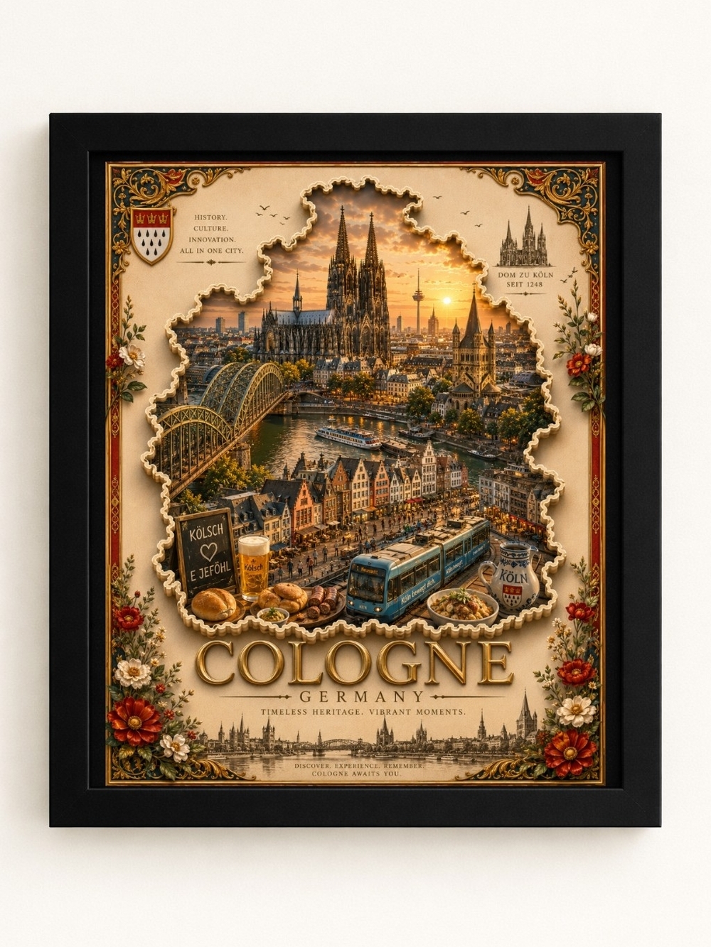 Cologne Germany Framed A.I. Art Print - 8x10 Frame